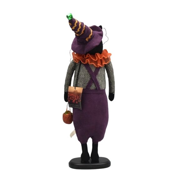 Halloween Black Cat Witch Figurine Pumpkin Basket Hat by Pumpkin Fields - Picture 3 of 6